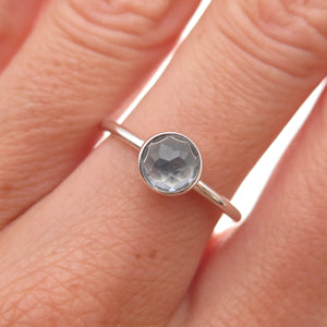 Pandora 925 Sterling Silver Blue Crystal March Birthstone Ring Size 6.75