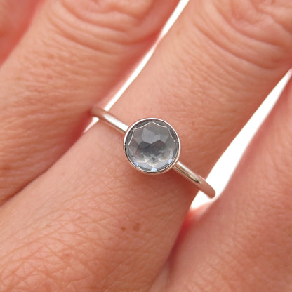 Pandora 925 Sterling Silver Blue Crystal March Birthstone Ring Size 6.75