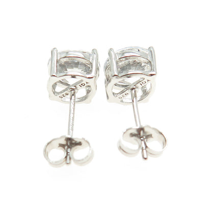 925 Sterling Silver Round-Cut C Z Stud Earrings