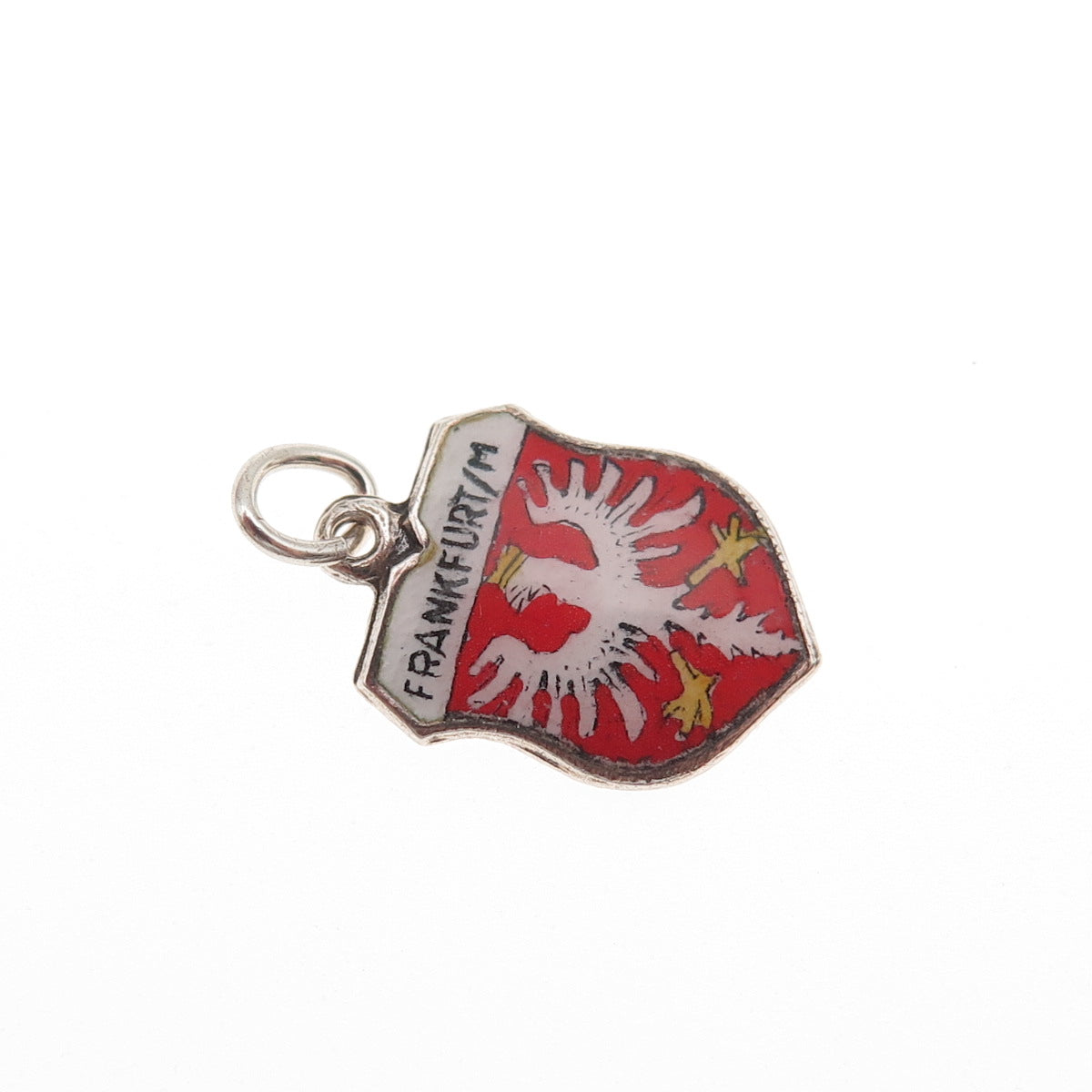 Fritz Reu & Co. 800 Silver Vintage Enamel Frankfurt am Main Mini Charm Pendant