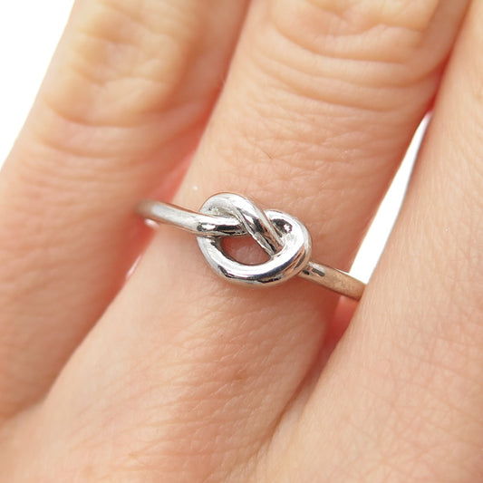 925 Sterling Silver Vintage Heart Love Knot Ring Size 6
