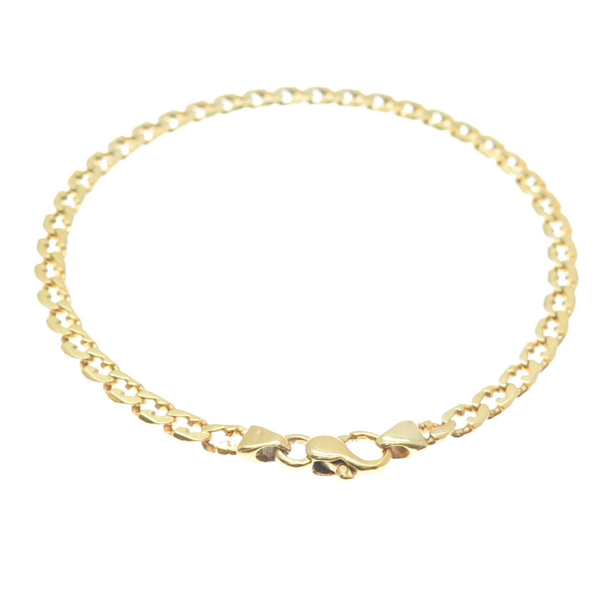 925 Sterling Silver Gold Plated Vintage Mariner Curb Link Bracelet 8.25"