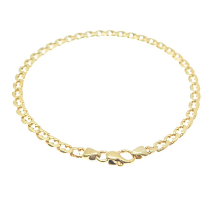 925 Sterling Silver Gold Plated Vintage Mariner Curb Link Bracelet 8.25"