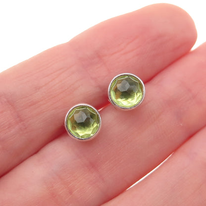 Pandora 925 Sterling Silver Real Peridot August Birthday Blooms Stud Earrings