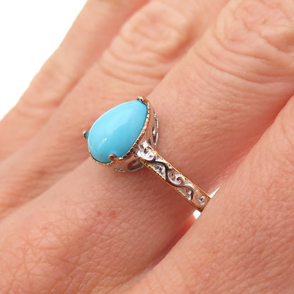 Chuck Clemency Sterling Silver 2-Tone Real Sleeping Beauty Turquoise Ring Size 8