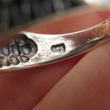 925 Sterling Silver Vintage Real Black Onyx Oxidized Ring Size 10.75