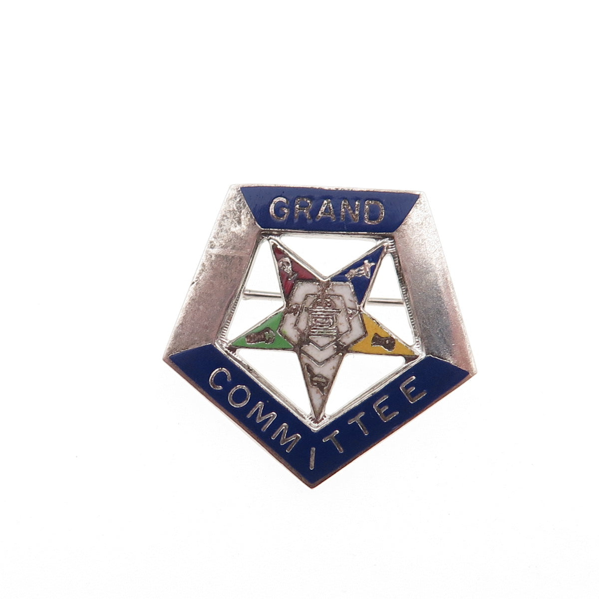 925 Sterling Antique Enamel Masonic Order of Eastern Star Grand Committee Pin