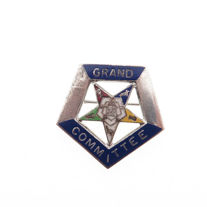 925 Sterling Antique Enamel Masonic Order of Eastern Star Grand Committee Pin