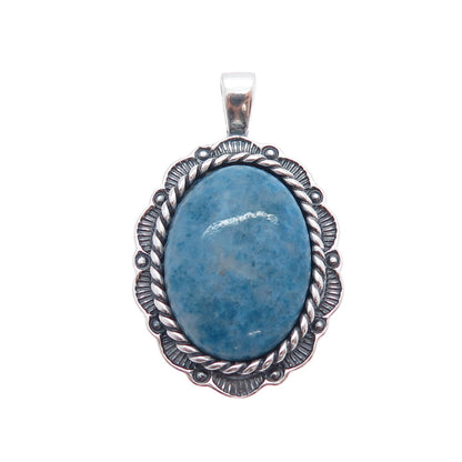 CAROLYN POLLACK 925 Sterling Silver Vintage Real Denim Lapis Charm Pendant