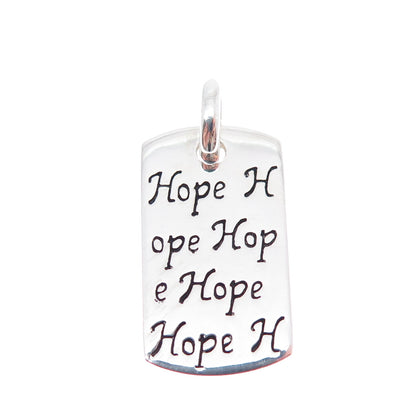 MWS Mark Wasserman Samara 925 Sterling Silver Vintage Hope Dog Tag Pendant