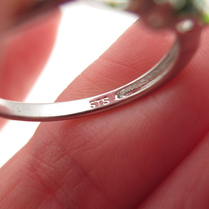 Chuck Clemency Sterling Silver Real Oval & Pear-Cut Chrome Diopside Ring Size 8
