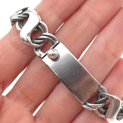 925 Sterling Silver Vintage Mexico Infinity Link Oxidized Bracelet 6.5"