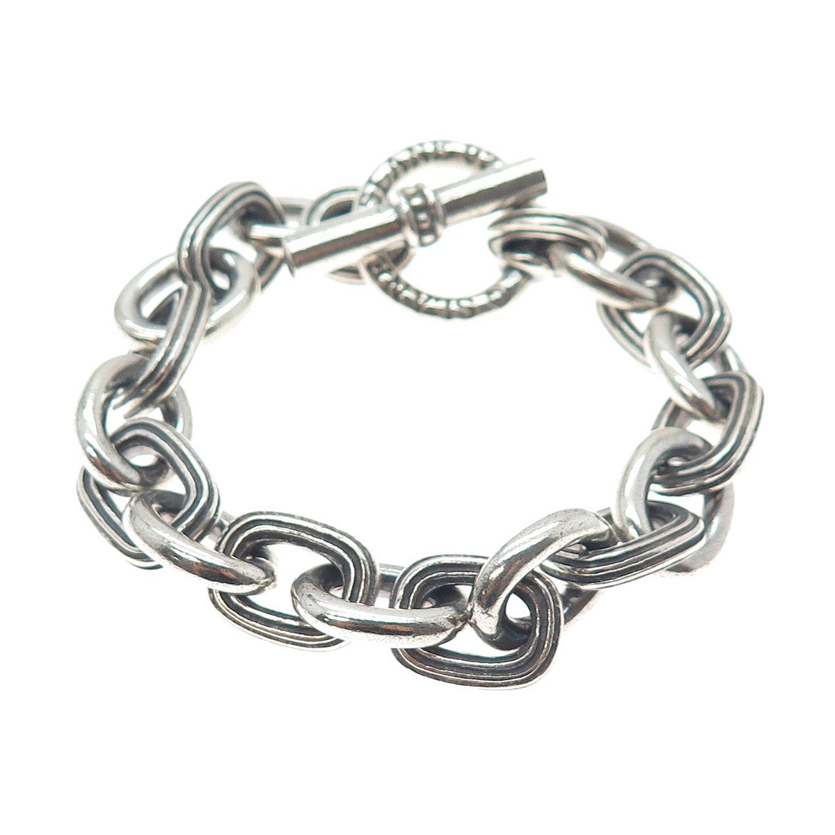 SLANE & SLANE 925 Sterling Silver Vintage Cable Link Oxidized Bracelet 6.25"