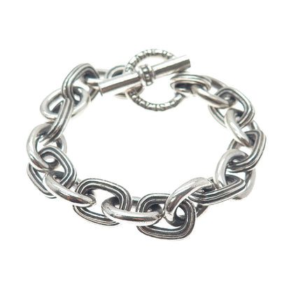 SLANE & SLANE 925 Sterling Silver Vintage Cable Link Oxidized Bracelet 6.25"
