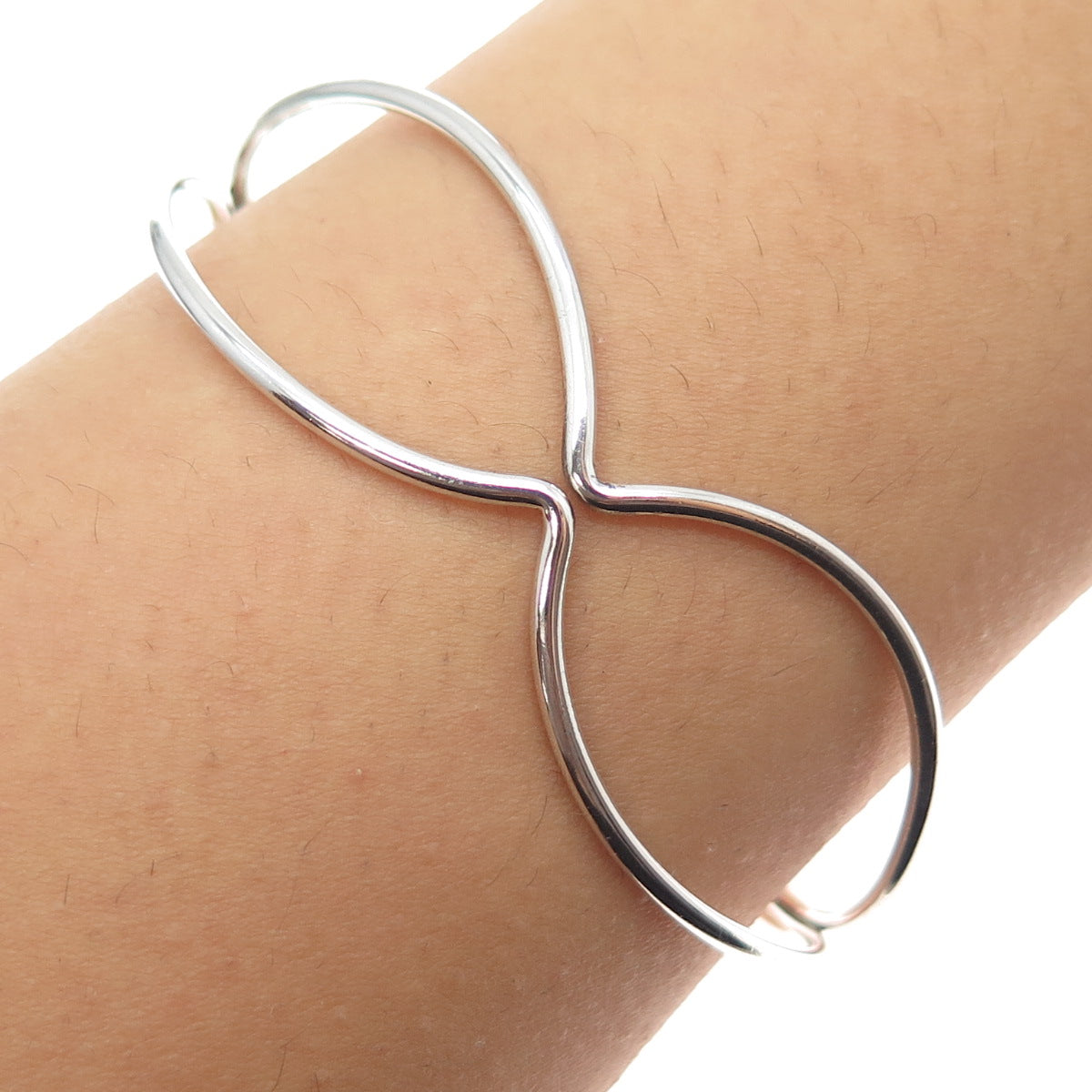 925 Sterling Silver Vintage Modernist Adjustable Cuff Bracelet 6.25"