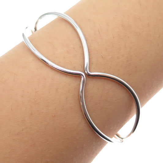 925 Sterling Silver Vintage Modernist Adjustable Cuff Bracelet 6.25"