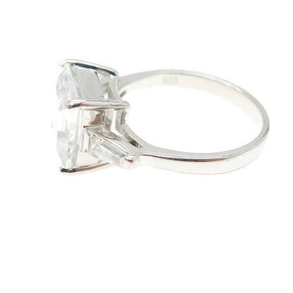 925 Sterling Silver Princess-Cut Shaped C Z Ring Size 7.25