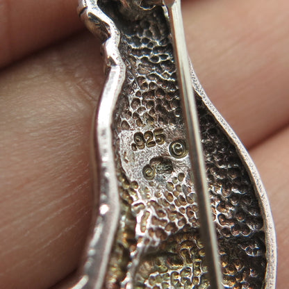 JEZLINE 925 Sterling Silver Vintage Pink Rhinestone Sitting Cat Pin Brooch