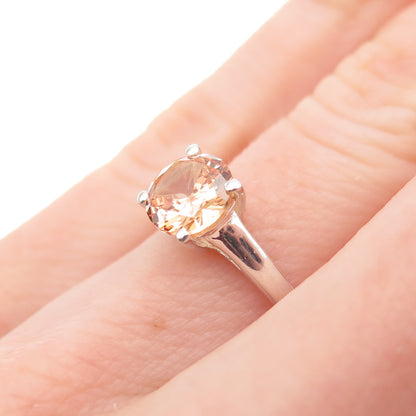 D'JOY 925 Sterling Silver Round-Cut Champagne C Z Ring Size 5.25