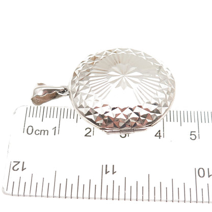 925 Sterling Silver Vintage Diamond-Cut Round Locket Charm Pendant