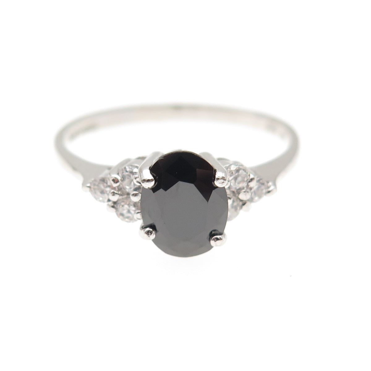 Chapal Zenray 925 Sterling Silver Real Hematite & C Z Ring Size 9