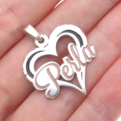 925 Sterling Silver Enamel Perla Heart Charm Pendant