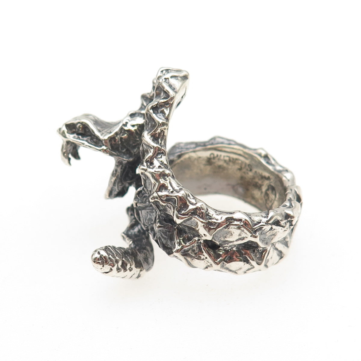 925 Sterling Silver Vintage Snake Oxidized Ring Size 8