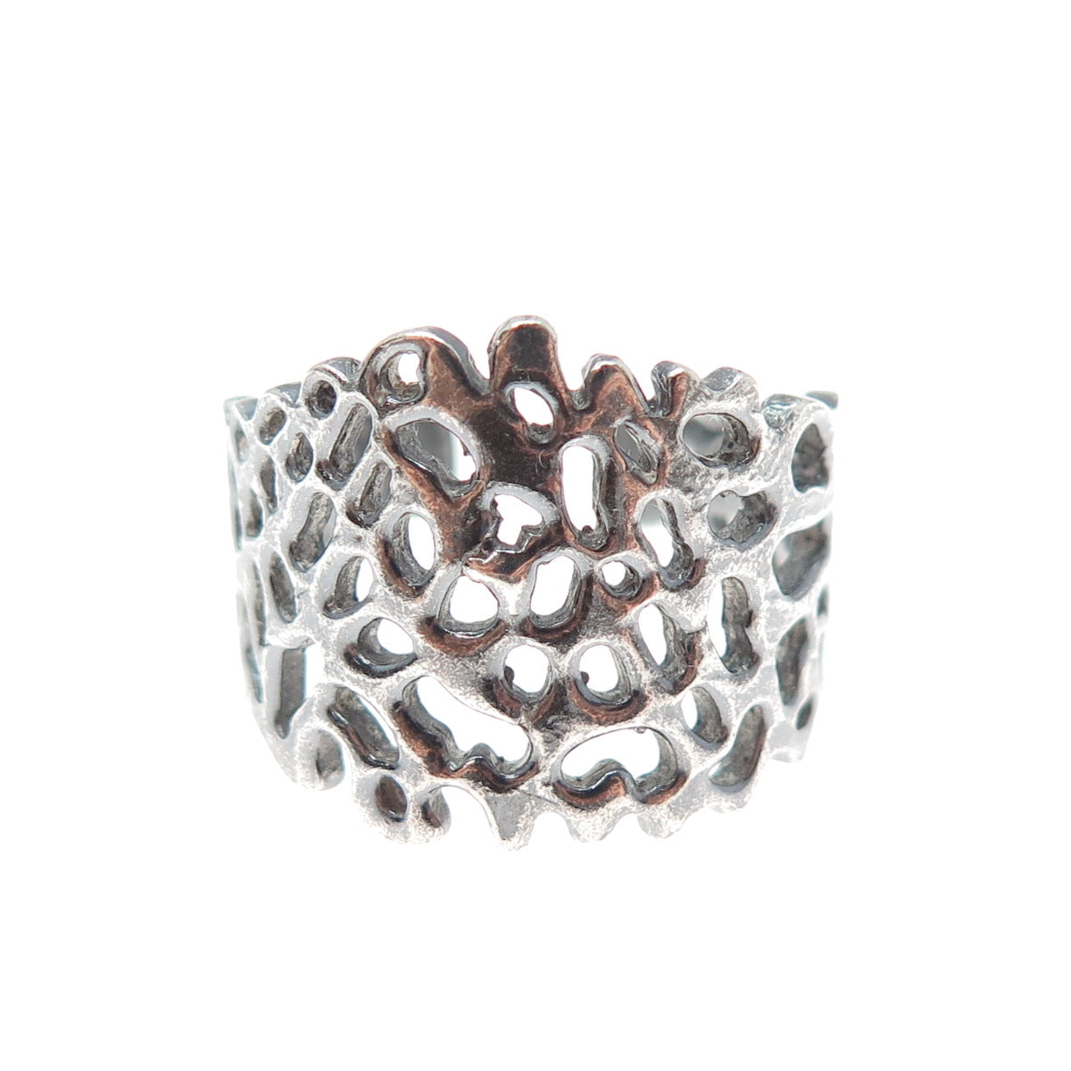925 Sterling Silver Vintage Modernist Oxidized Adjustable Ring Size 10.5