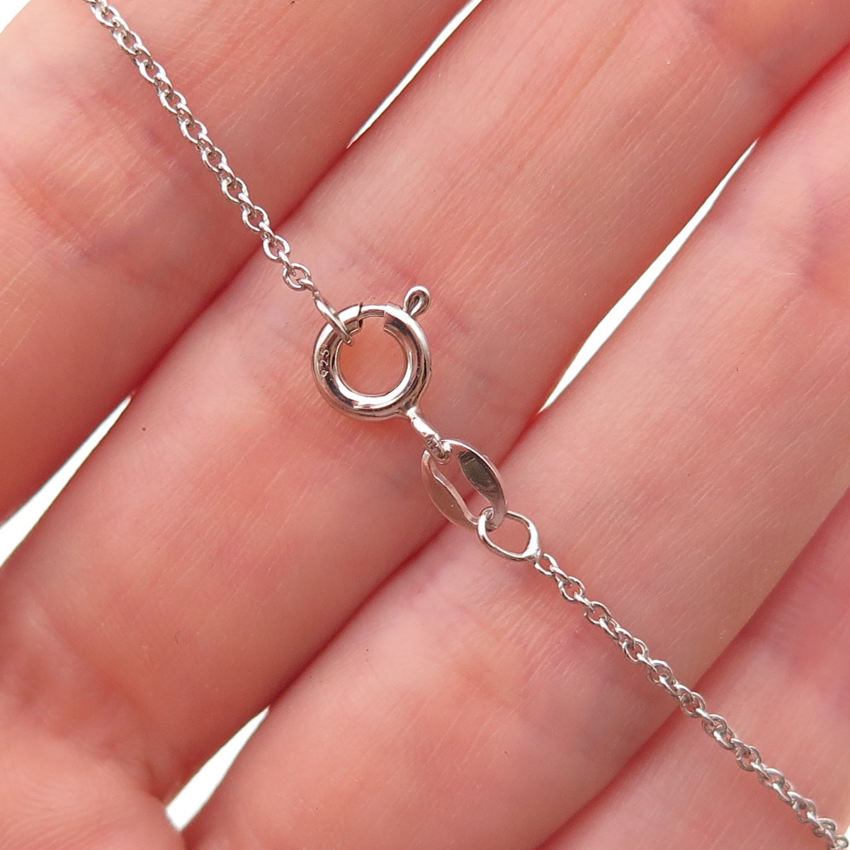 925 Sterling Silver Real Blue & White Diamond Heart Cable Chain Necklace 18"