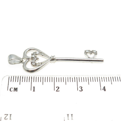 925 Sterling Silver C Z Key Pendant