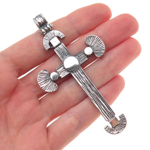 925 Sterling Silver Vintage Cross Large Oxidized Pendant