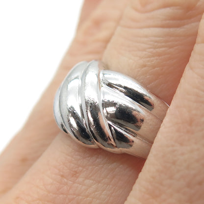 925 Sterling Silver Vintage Modernist Wavy Ring Size 8.25