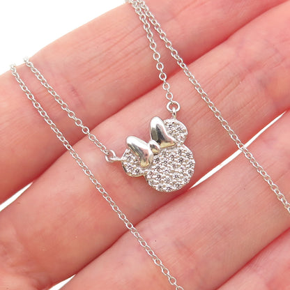 JCM Jacmel Mauritius Sterling Silver C Z Minnie Mouse Cable Chain Necklace 16"