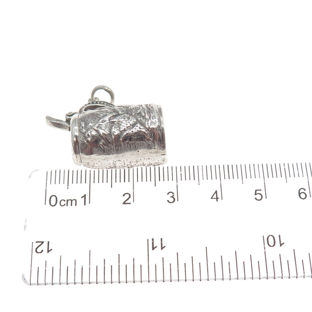 800 Silver Antique Beer Stein Mountain Town Locket 3D Charm Pendant