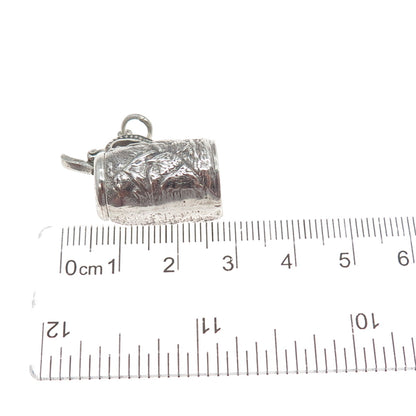 800 Silver Antique Beer Stein Mountain Town Locket 3D Charm Pendant