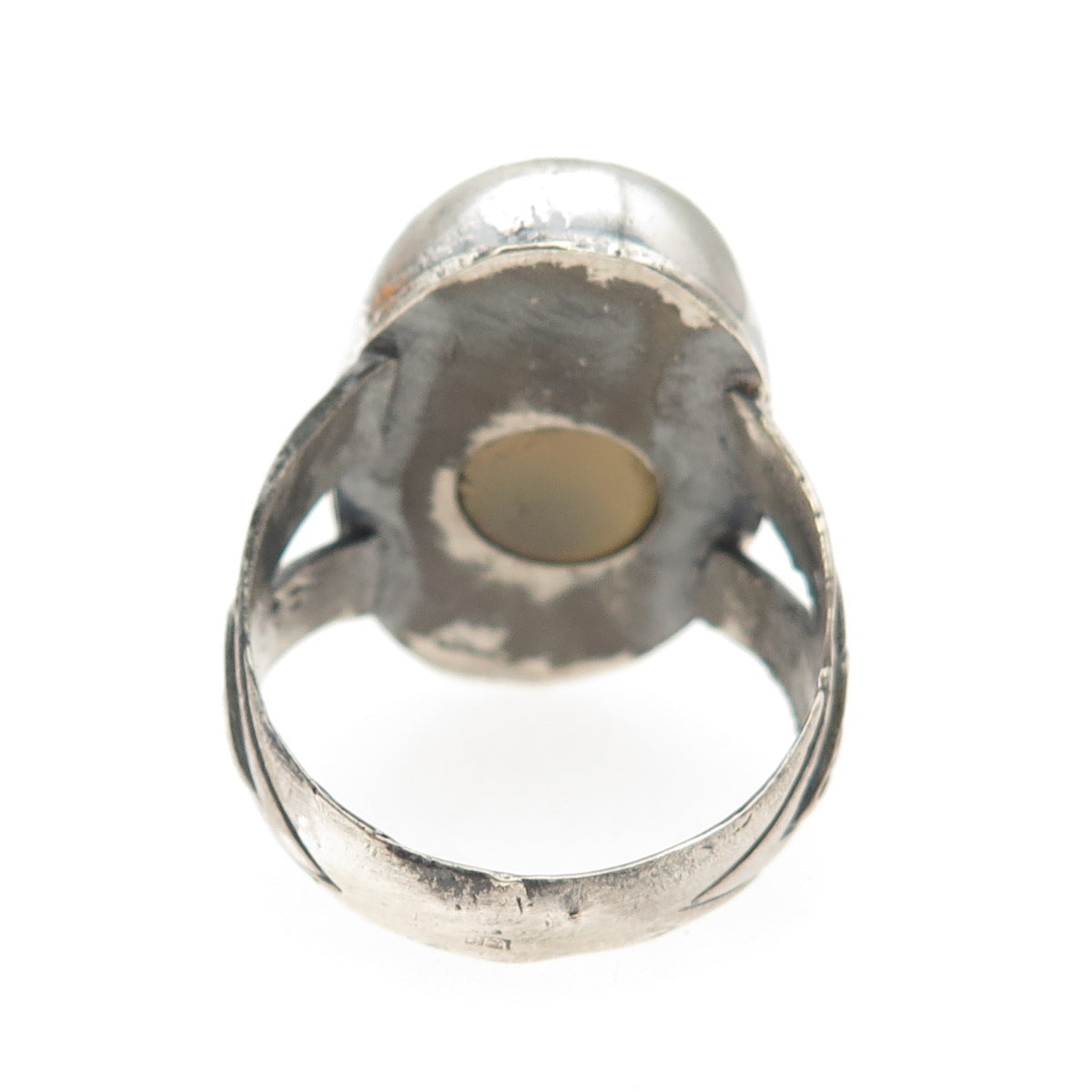 925 Sterling Silver Vintage Real Yemeni Aqeeq Agate Oxidized Ring Size 11.5
