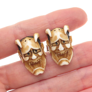 925 Sterling Silver Vintage Japanese Hannya Mask Cufflinks