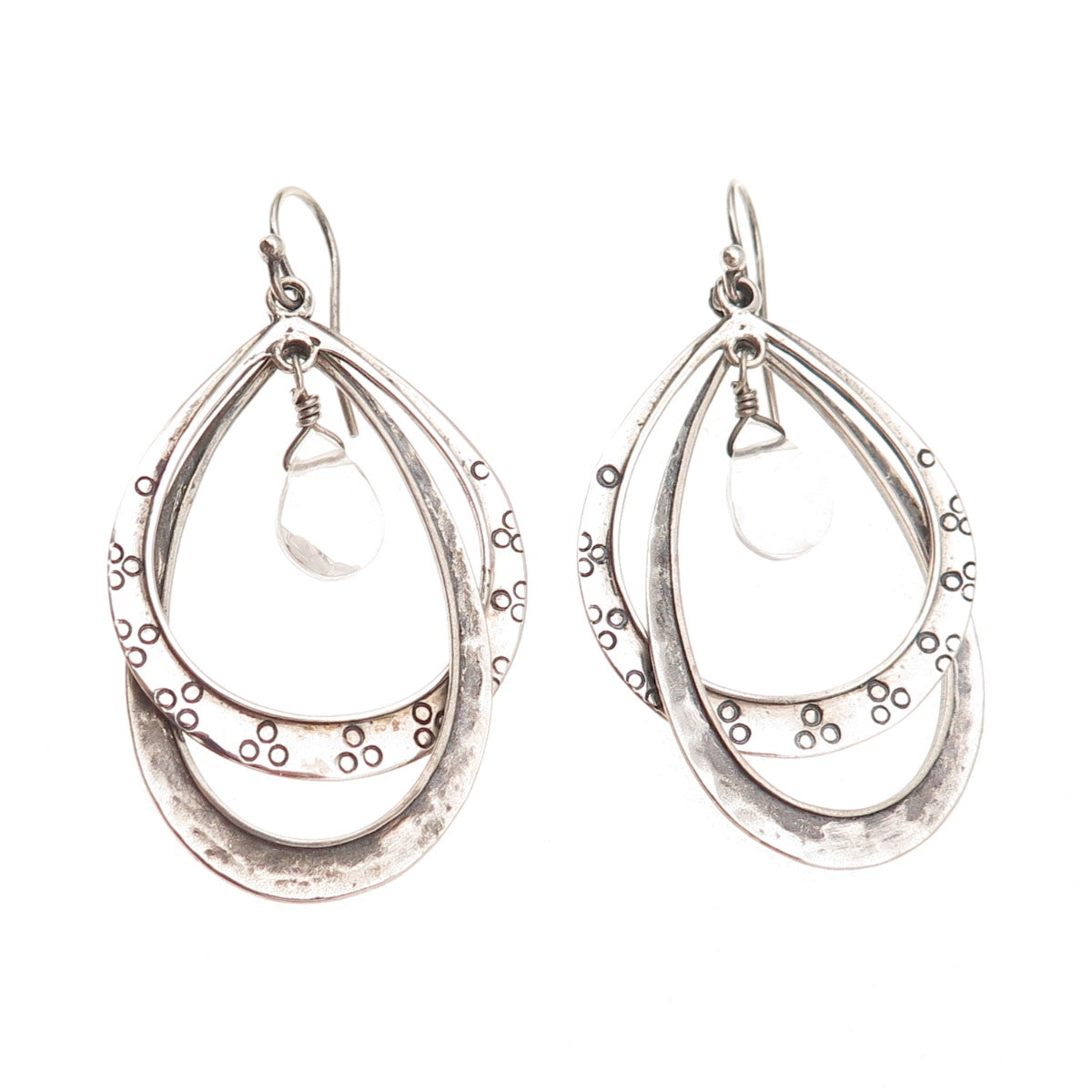 Silpada 925 Sterling Silver Vintage Hammered Teardrop Oxidized Dangle Earrings