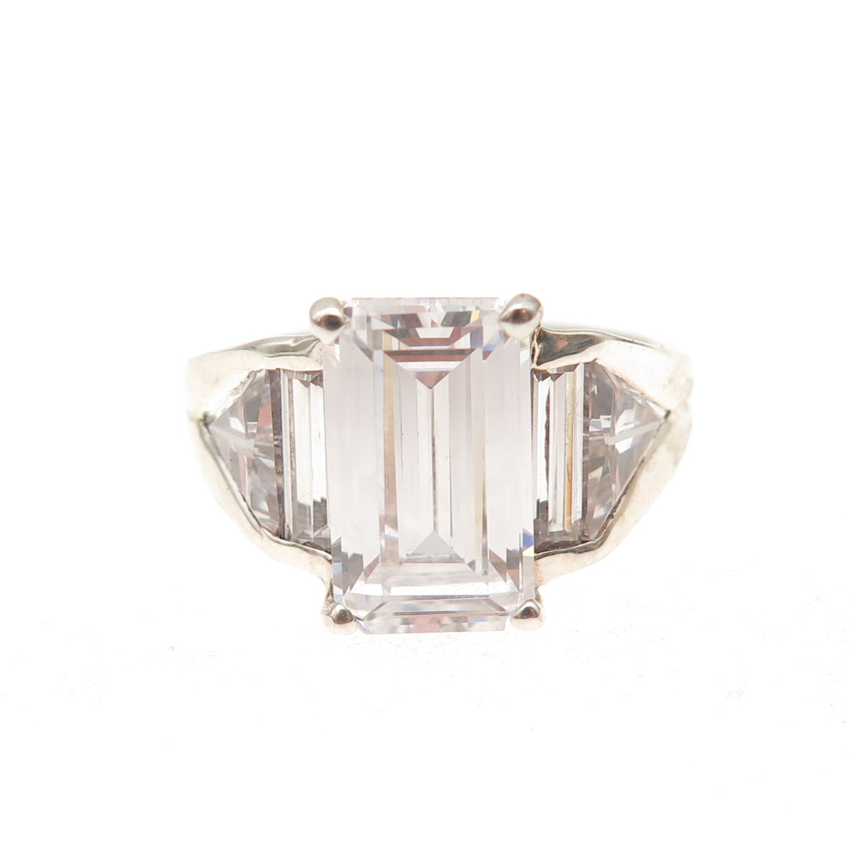 925 Sterling Silver Multi-Cut C Z Engagement Ring Size 6.25