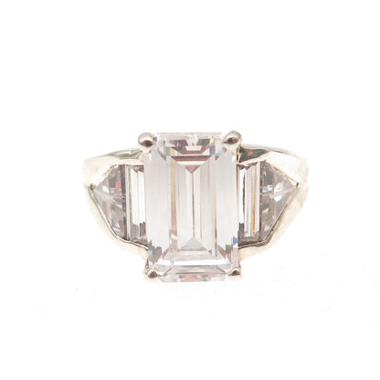 925 Sterling Silver Multi-Cut C Z Engagement Ring Size 6.25
