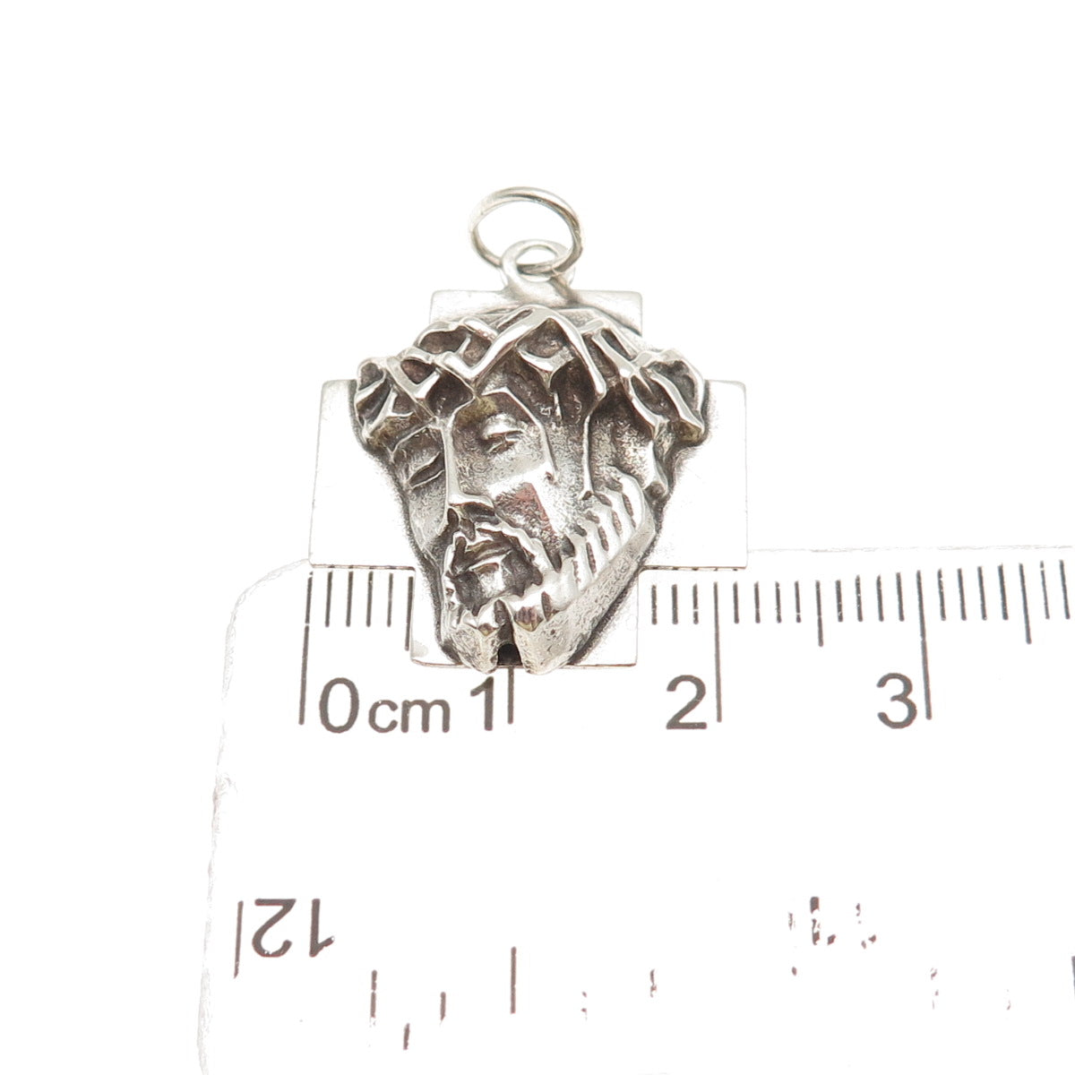 925 Sterling Silver Vintage Jesus Cross Oxidized Charm Pendant