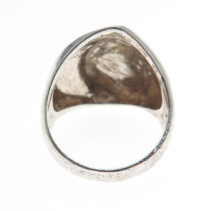 925 Sterling Silver Vintage Mexico Modernist Wavy Dome Oxidized Ring Size 7.5