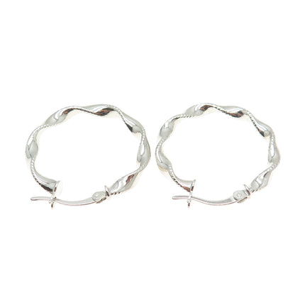 925 Sterling Silver Twisted Hinged Hoop Earrings