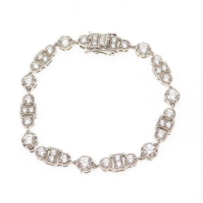 925 Sterling Silver Round-Cut C Z Bohemian Bracelet 7"