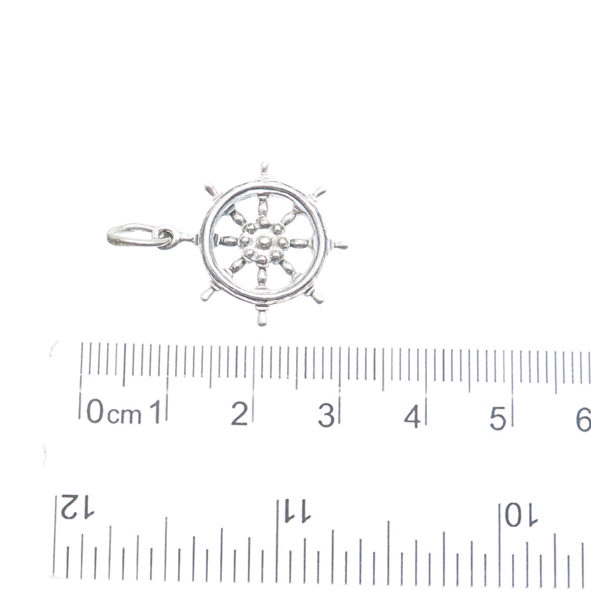 BEAU 925 Sterling Silver Vintage Ship Wheel Minimalist Charm Pendant