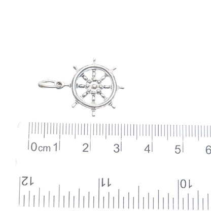 BEAU 925 Sterling Silver Vintage Ship Wheel Minimalist Charm Pendant
