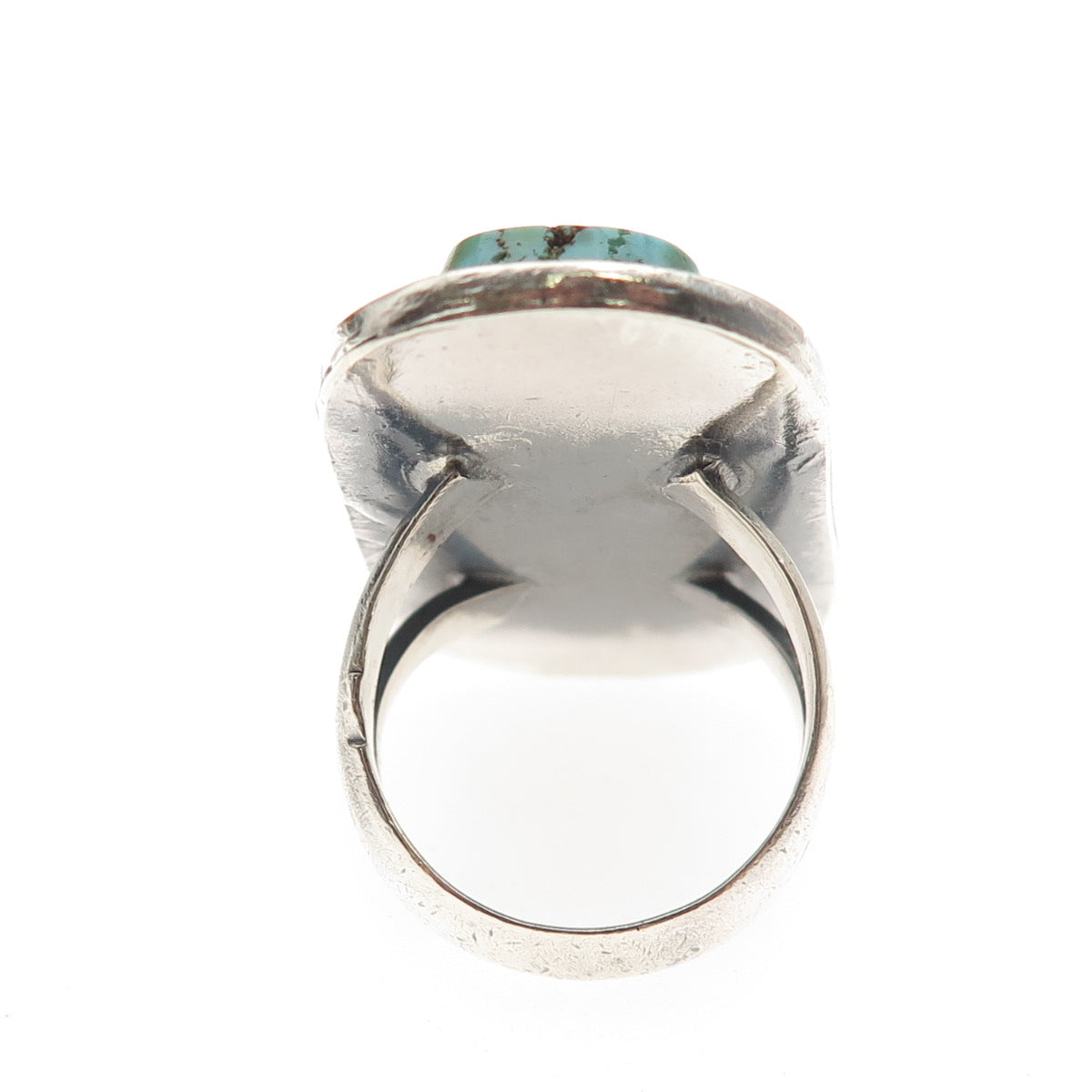 Old Pawn Sterling Silver Vintage Southwestern Turquoise Tribal Ring Size 7.25