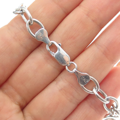 SLV Sadye L Vassil Sterling Silver Italy Real Diamond Heart Charm Bracelet 7"