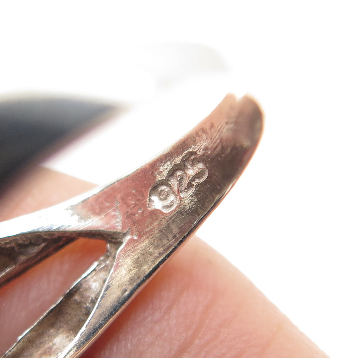 925 Sterling Silver Vintage Modernist Oxidized Ring Size 7.75