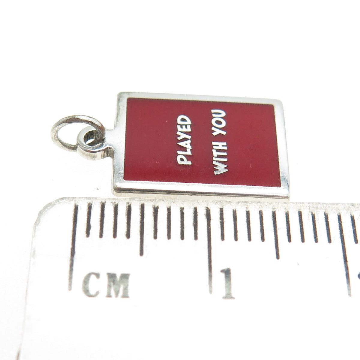 925 Sterling Silver Red Enamel "Played With You" Minimalist Charm Pendant